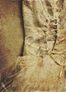 Close up of woman wedding dress with texture overly , sepia tones. Royalty Free Stock Photo