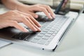 Close up woman working at home office Royalty Free Stock Photo