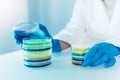 Petri Dishes In The Lab. Royalty Free Stock Photo