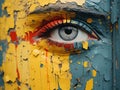 a close up of a womans eye painted on a wall Royalty Free Stock Photo