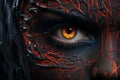 a close up of a womans face with red eyes Royalty Free Stock Photo