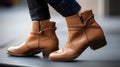 close-up of a womans stylish ankle boots generative AI