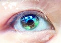 Close up women eye scanning technology in the futuristic, operation, eye cataract. Royalty Free Stock Photo