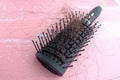 Close up of women hair on hairbrush