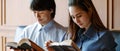 Close up woman holding Read and chant the Bible. A man standing with a close bible It is the belief of Christ to confess your sins