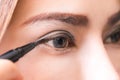 Close-up women make-up with black and brown eyeliner. Royalty Free Stock Photo