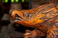 Close-up of a wood-carved eagle head Royalty Free Stock Photo