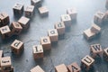 Close up of wood cube letter word of leader. Idea of motivation and inspiration in business success and corporate management Royalty Free Stock Photo