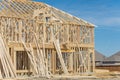 Close-up two-story stick built home under construction in Irving Royalty Free Stock Photo