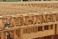 Close up of wood framework used in apartment.