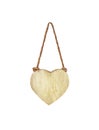 Wood in heart shaped hanging on old rope isolated on white background , clipping path Royalty Free Stock Photo