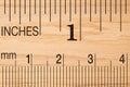 Close up of a wood ruler Royalty Free Stock Photo