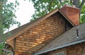 Close Up of Wood Shingles On Second Story