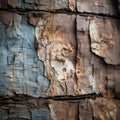 a close up of a wood wall with peeling paint