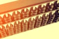 Close up of a wooden abacus beads. Selective foc Royalty Free Stock Photo