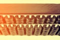 Close up of a wooden abacus beads. Selective foc Royalty Free Stock Photo