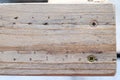 Close up wooden beam with two screws. Carpenter handyman background. hand craft material. wood work