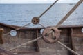 Close up wooden block and ropes Royalty Free Stock Photo