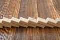 Close-up of wooden bricks lay in a row