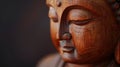 Close Up of a Wooden Buddha Statue Royalty Free Stock Photo