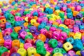 Close-up of colorful dices with letters