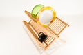 Close-up of wooden dish holder Royalty Free Stock Photo