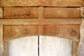 Close up wooden door entrance of old wooden church Royalty Free Stock Photo