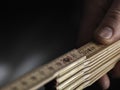 Close up wooden folding ruler Royalty Free Stock Photo