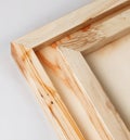 A close up of a wooden frame on a white surface Royalty Free Stock Photo
