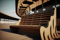 close-up of wooden grandstand, with a single free seat visible