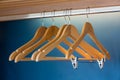 Close up of wooden hangers