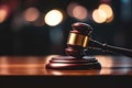 Close Up of Wooden Judge Gavel on Blurred Background Royalty Free Stock Photo