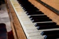 wooden old piano with piano key. Selective focus Royalty Free Stock Photo