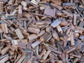 Close up wooden pieces stacked prior to use as fuel