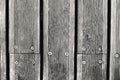 Close up wooden plank texture with screws,monochrome background Royalty Free Stock Photo