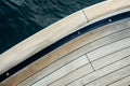 Close-up of wooden sailboat deck on water Royalty Free Stock Photo