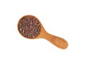 Close up wooden spoon of Indian brown salt Royalty Free Stock Photo