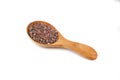 Close up wooden spoon of Indian brown salt Royalty Free Stock Photo
