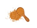 Close up wooden spoon of mustard seeds Royalty Free Stock Photo