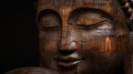 Close Up of a Wooden Statue of a Buddha Royalty Free Stock Photo