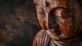 Close Up of Wooden Statue of Buddha Royalty Free Stock Photo