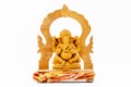 Close up wooden statue of Lord Ganesha on white Royalty Free Stock Photo