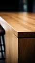 A close up of a wooden table with a chair, AI Royalty Free Stock Photo