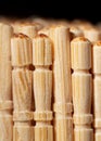 Close up of wooden toothpicks on a black background. Royalty Free Stock Photo