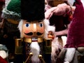 close up wooden toy nutcracker soldier christmas