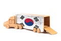 Close-up of a wooden toy truck Royalty Free Stock Photo