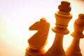 Close-up of wooden vintage chess pieces Royalty Free Stock Photo