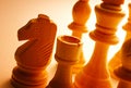 Close-up of wooden vintage chess pieces Royalty Free Stock Photo