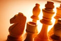 Close-up of wooden vintage chess pieces Royalty Free Stock Photo