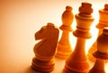 Close-up of wooden vintage chess pieces Royalty Free Stock Photo